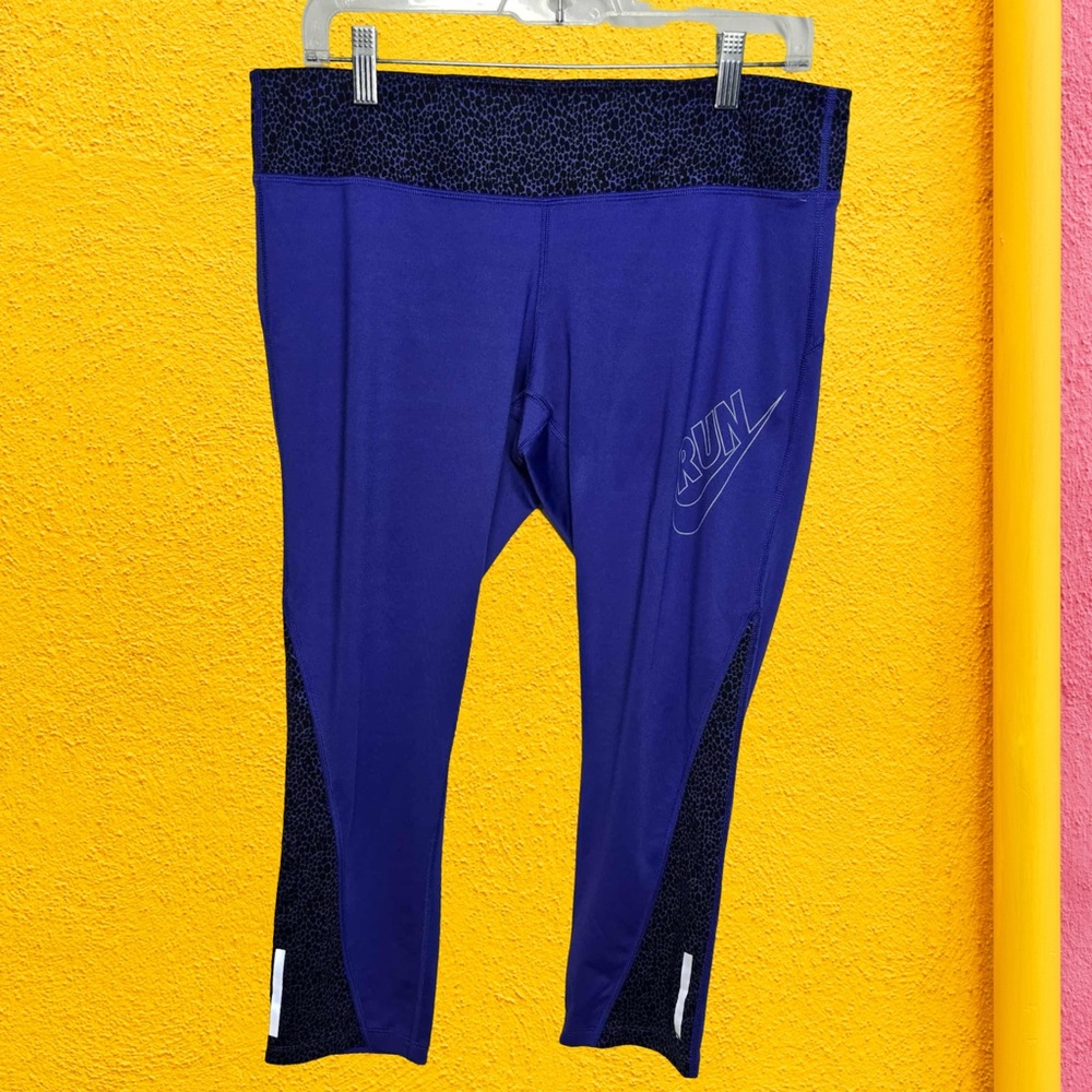 Nike Dri-FIT “RUN”‎ Blue Animal Print Leggings XL Women’s Running Tights